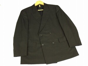 美品*クリーニング済*NEWYORKER ニューヨーカー*濃グレー*ウール系*メンズ*テーラードダブルジャケット*L相当*春秋冬