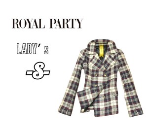 送料込み　レディースS*ROYAL PARTY*チェック柄ピーコート