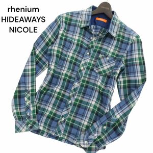 rhenium HIDEAWAYS NICOLE ハイダウェイ ニコル 通年 襟ワイヤー★ 長袖 チェック シャツ Sz.46　メンズ　C4T02701_3#C