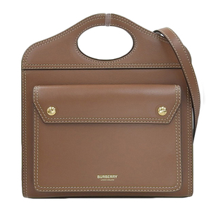 バーバリー BURBERRY ミニ ポケットバッグ 2WAYバッグ ハンドバッグ ショルダーバッグ レザー ブラウン 8014776 中古 新入荷 OB1742