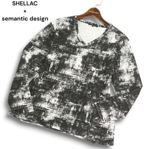 SHELLAC × semantic design シェラック × セマンティック デザイン 通年 総柄★ 長袖 カットソー ロンTシャツ Sz.L メンズ　C5T00337_1#F