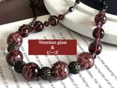 Venetian glass＆ビーズ　ヴィンテージ ネックレス7584