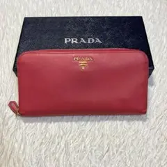 月末限定セール　美品　PRADA プラダ　長財布　ラウンド　ファスナー　ピンク