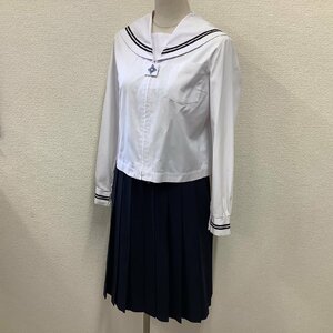 (Y)I273 (中古) 福島県 本宮第二中学校(旧制服) セーラー服 上下セット /L/W69/黒2本ライン/KANKO/関東襟/合服/制服/高校/女子学生/学生服