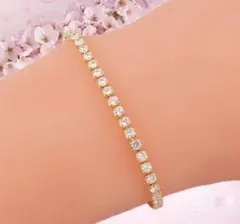 147Bn【オシャレ】テニス　ダイヤ　ブレスレット CZ 14Kコート ゴールド