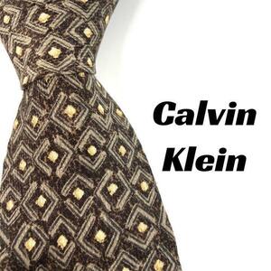 【2840】良品！Calvin Klein ネクタイ　ブラウン系.