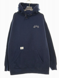 ダブルタップス WTAPS 21AW CLUB HOODED COPO NAVY 04 212ATDT-CSM15 胸ロゴ ワンポイント 刺繍 プルオーバー パーカー ネイビー☆AA★241