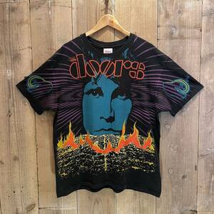 【サイズ XL】 1992 USA製 ドアーズ 全面 プリント Tシャツ ビンテージ アメリカ古着 90s 80s THE DOORS バンドT バンT ロック Hanes