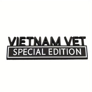 エンブレム ベトナム退役軍人 ステッカー VIETNAM VET 金属 15cm ブラック ホワイト 車用 バイク おしゃれ かっこいい 外装 シール t3563