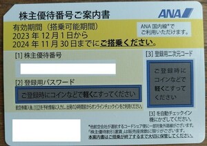 ANA株主優待　2024年11月30日までの搭乗
