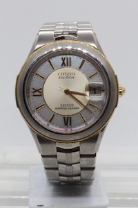 【CITIZEN】EXEED Eco-Drive PERPETUAL CAENDER QUARTZ E510-H33112 BASE TITANIUM JAPAN 中古品ジャンク時計 分解掃除必要 24.12.31