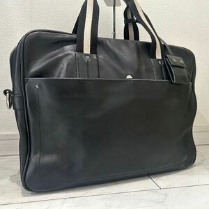 1円【大容量/機能性抜群】BALLY バリー ブリーフケース ビジネスバッグ レザー 本革 肩掛け ショルダー トート 通勤 書類 鞄 メンズ 黒