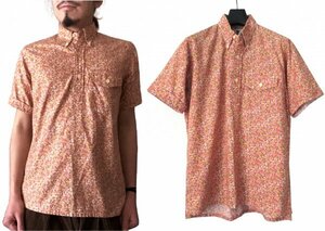 エンジニアドガーメンツ USA製 FLOWER S/S SHIRT S 花柄 半袖プルオーバー シャツ オレンジ系 ENGINEERED GARMENTS ※レターパック発送可