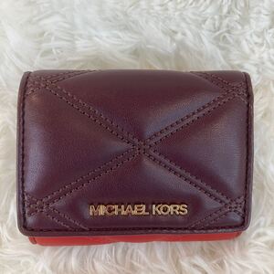 MICHAEL KORS マイケルコース 三つ折り財布 キルティング バイカラー ウォレット レザー 札入れ ミニ財布 コンパクト