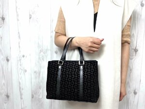 極美品 CELINE セリーヌ Ｃマカダム柄 ハンドバッグ バッグ スエード×レザー 黒 72022Y