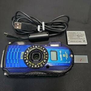 RICOH WG-4 GPS 防水デジカメ 動作確認済み （青・管1）