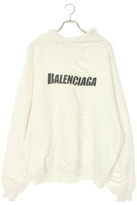 バレンシアガ BALENCIAGA 659403 TKVB6 サイズ:XS デストロイ加工ロゴミディアムフリースパーカー 中古 SS13