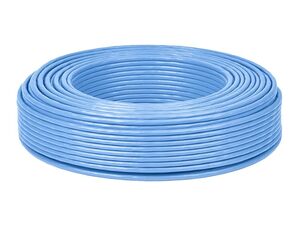 100m LANケーブル cat6 自作用 ランケーブル 企業用 工事用 単線 UTP 専用ピン付 PoE対応 青