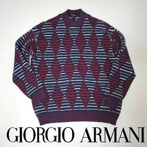 アーガイルモチーフ 定番ニット GIORGIO ARMANI ジョルジオアルマーニ ニット マルチカラー 52サイズ XLサイズ