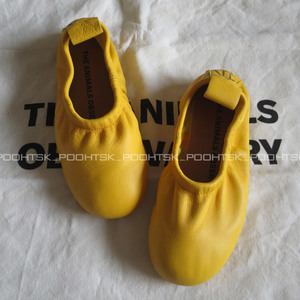 TAO THE ANIMALS OBSERVATORYジ アニマル オブザバートリーDONKEY KIDS SHOES LOGOレザー ロゴ バレエ シューズ25/15cm-15.5cmイエロー