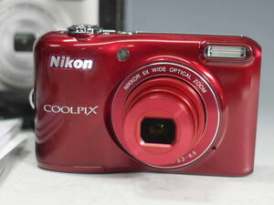 ◆Nikon COOLPIX【L28】レッド コンパクトデジカメ 2005万画素 光学5倍 元箱・説明書・USBケーブル付属 USED美品 電池駆動 ニコン