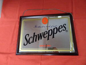 アンティーク レトロ パブミラー Schweppes シュウェップス　アサヒビール 箱付