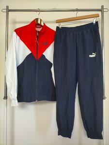 新品 PUMA プーマ メンズ ウーブン トラックスーツ上下 セットアップ size-L ネイビー×ホワイト×レッド 672503 06 ★ウインドブレーカー