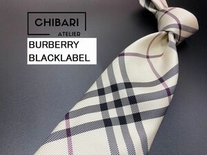 【超美品】BURBERRY BLACK LABEL　バーバリーブラックレーベル　ノバチェック柄　ネクタイ　3本以上送料無料　ホワイト　06020026