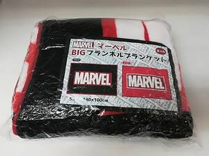 ■未使用 マーベル MARVEL BIG フランネル ブランケット ブラック 140×100㎝ 紙タグ付き 非売品 開封済み 送料510円～ ハーフケット 毛布