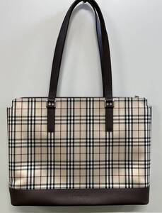 BURBERRY バーバリー トート バッグ かばん ノバチェック チェック柄 キャンバス レディース 保管品 注目99円スタート