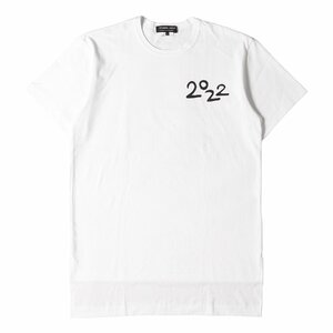 美品 COMME des GARCONS HOMME DEUX コムデギャルソン オムドゥ Tシャツ 2022ロゴ クルーネックTシャツ 22SS ホワイト 白 L トップス