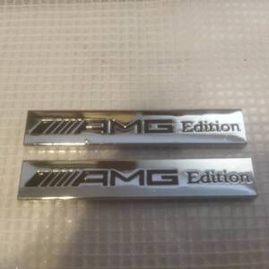 【ゆうパケット送料込】AMG(Mercedes-AMG) エンブレムプレート 黒文字　縦1.0cm×横6.0cm　2枚組　金属製　