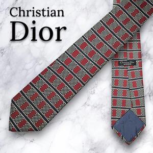 【極美品・送料無料】一点限り Christian Dior ディオール ブランド ネクタイ 格子柄