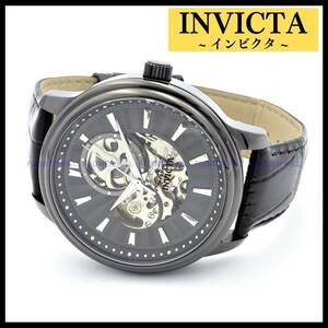 【新品・送料無料】インビクタ INVICTA 腕時計 22580 ビンテージ Vintage 自動巻き ブラック レザーバンド スケルトン シースルーバック