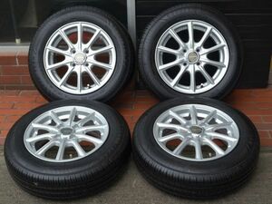 14in BS エコフォルム SE-15 14X5.5J PCD 100 4穴 +45 グッドイヤー エフィシエント EG02 165/70R14 2022年製9分山付 ヴィッツ スペイド等