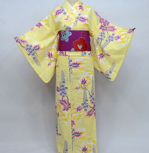 浴衣 単品 仕立て上がり 女性用 綿100％ 適合身長152-167cm 夏ごころ 芍薬 花柄 古典柄 新品 （株）安田屋 NO24663