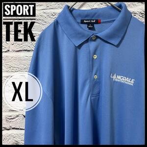 【 Sport Tek 】 メンズ 半袖 ポロシャツ XL 青 水色 アメリカ古着 ヴィンテージ 古着 アメカジ メンズ ゆるだぼ オーバーサイズ