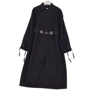 極美品 エルメス HERMES 22SS ロングコート レザーベルト カシミヤ シルク ダブルフェイス アウター レディース 36(S) ce01od-rm10f12933