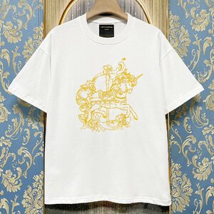 定価2万★christian milada・ミラノ発・半袖Tシャツ★コットン100％ 上品 薄手 吸汗速乾 通気 ユニコーン トップス 男女兼用 2XL/52サイズ