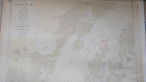 【中古海図】 九州西岸、九州北西岸、対馬海峡と周辺　 商船用海図 サイズ ： ７７㎝ x １０５ｃｍ　 合計4枚