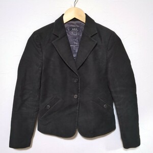 F9359AE A.P.C. アー・ペー・セー コットンジャケット ブラック 無地 レディース サイズ36 (S位) 綿ジャケット カジュアルジャケット