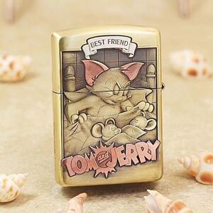 1円 トムとジェリー Tom to Jerry Zippo 真鍮製 ライター ジッポー 立体感 オイルライター 新品 煙グッズ 喫煙具