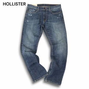 HOLLISTER ホリスター 通年 USED加工★ スリムストレート デニム パンツ ジーンズ Sz.32　メンズ　C4B04280_9#R