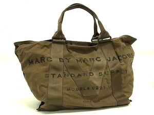 1円 MARC BY MARC JACOBS マークバイマークジェイコブス スタンダードサプライ キャンバス×レザー トートバッグ ブラウン系 FB8701