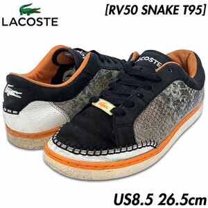 国内正規品■LACOSTE (ラコステ) ローカット スニーカー US8.5 26.5㎝ 黒 ブラック スネーク柄 蛇柄 [RV50 SNAKE T95]