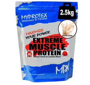 国産ホエイプロテイン 2.5kg クレアチン配合 マイプロテックプロテイン リッチバニラ味 送料無料 Extreme Muscle Protein