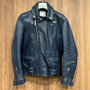 【即決】廃番 希少 Lewis Leathers ネイビー カウハイド ルイスレザー ライトニング タイトフィット 34 ダブルライダース ジャケット