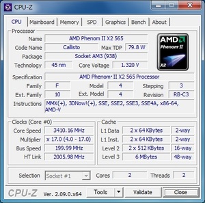 AMD Phenom II X2 565 Black Edition (HDZ565WFK2DGM) Socket AM3 ★中古正常品★