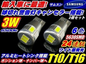 (P)【全国送料無料】超小型!警告キャンセラー内蔵24連級3wサムスンチップ搭載T10/T16