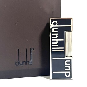 1円スタート 極美品 dunhill ダンヒル ライター ガスライター シルバー 黒 喫煙具 ロゴ 箱付き